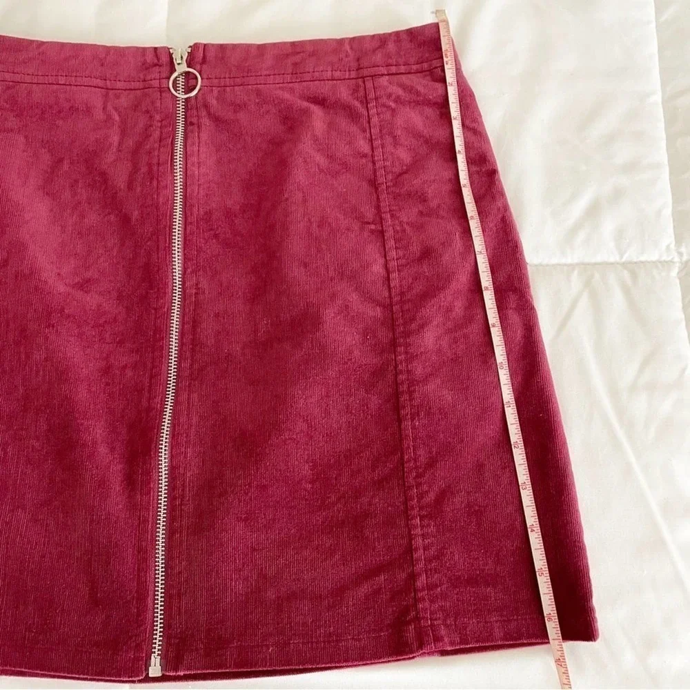 LUCCA Burgundy Corduroy Zip Up Mini Skirt Size Large